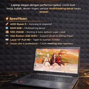 Laptop Lenovo ThinkBook 14 G2 Ryzen 5 – Tipis, Kencang, Siap Gas Kerja & Kuliah!