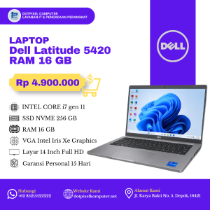 Laptop Dell latitude 5420 RAM 16 GB - Multitasking Super Lancar, Kerja Makin Ngebut!
