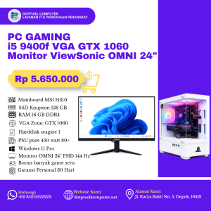 PC Gaming i5 9400f VGA GTX 1060 Monitor ViewSonic OMNI 24 Inch FHD🔥