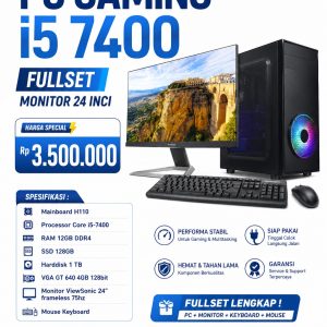 PC GAMING i5 7400 FULLSET MONITOR 24 inci
